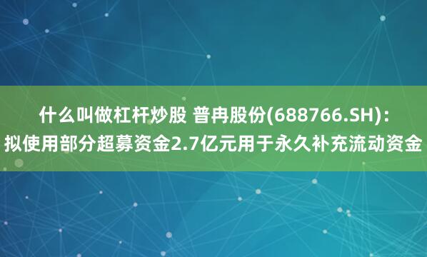 什么叫做杠杆炒股 普冉股份(688766.SH)：拟使用部分超募资金2.7亿元用于永久补充流动资金