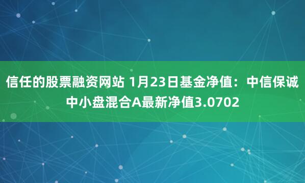 信任的股票融资网站 1月23日基金净值：中信保诚中小盘混合A最新净值3.0702